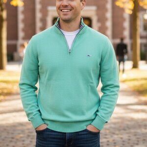 VINEYARD VINES Men's Seafoam Aqua 1/4 Zip Pullover Sweater XL